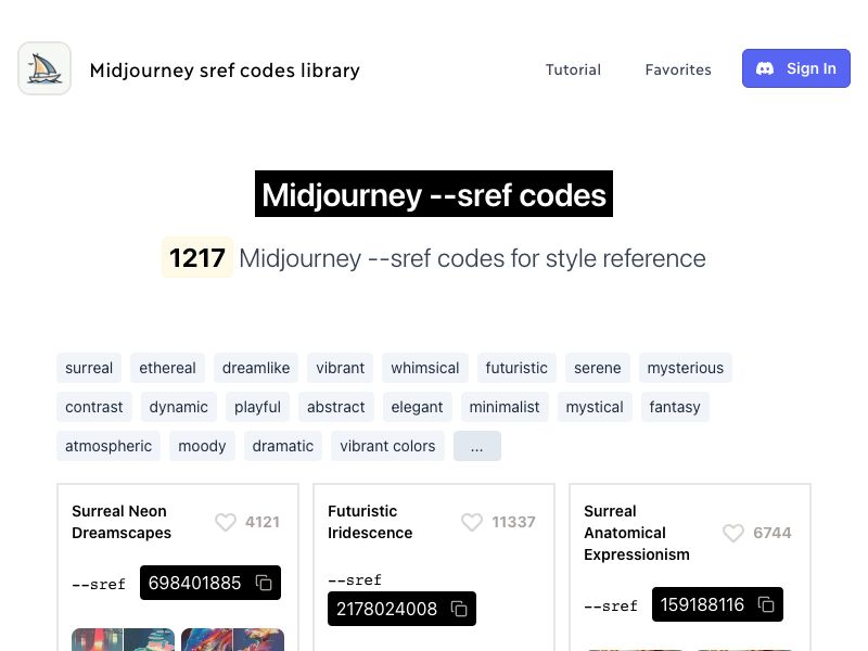 Midjourney Sref Library