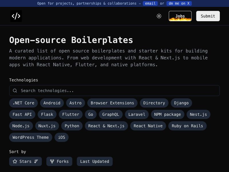 Opensource Boilerplates Screenshot