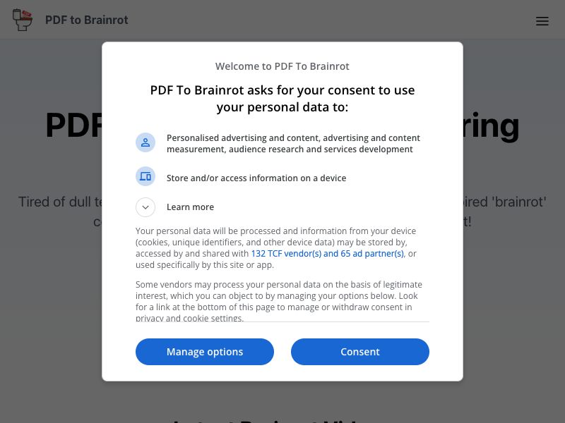 PDF to Brainrot Screenshot