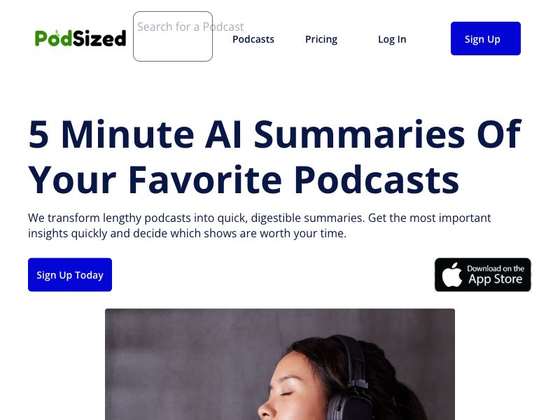 PodSized: Podcast Summaries Screenshot