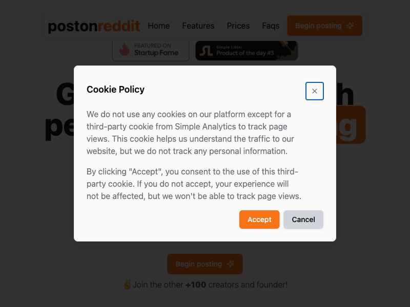 postonreddit Screenshot