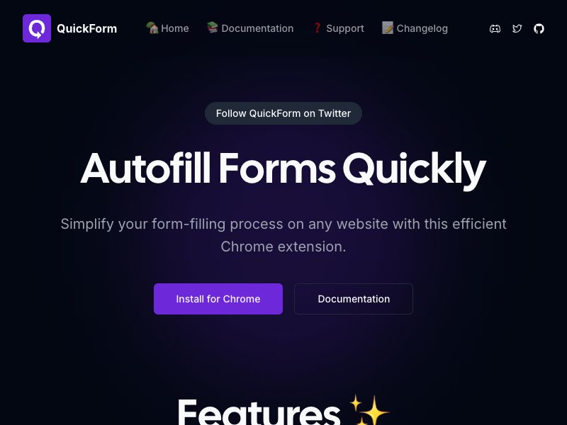 QuickForm - Autofill chrome extension Screenshot