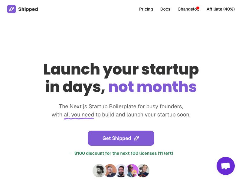 Shipped — Next.js Startup Kit Screenshot