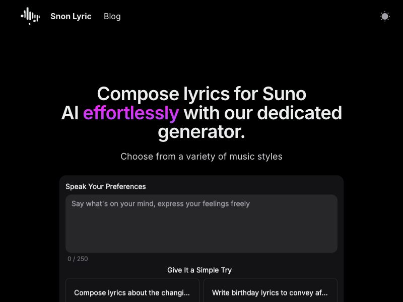 Snon Lyric Screenshot