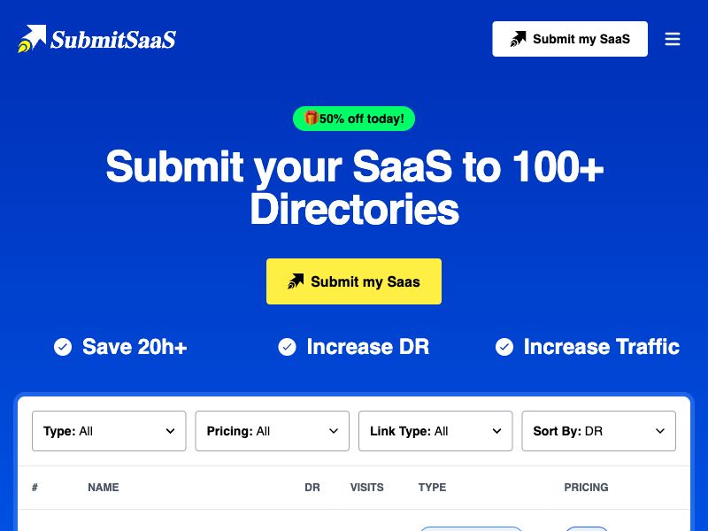SubmitSaaS Screenshot