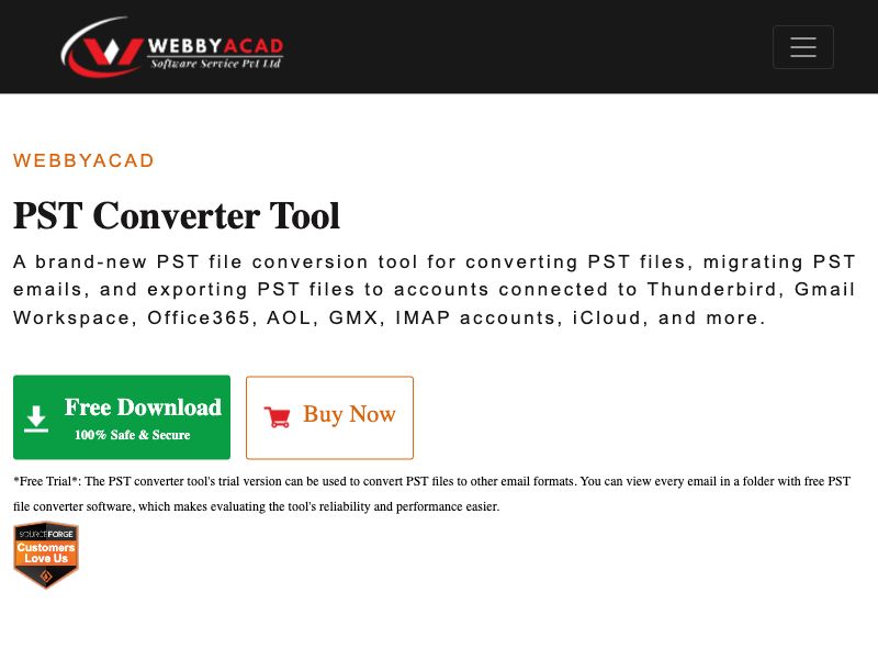 WebbyAcad PST Converter Tool Screenshot