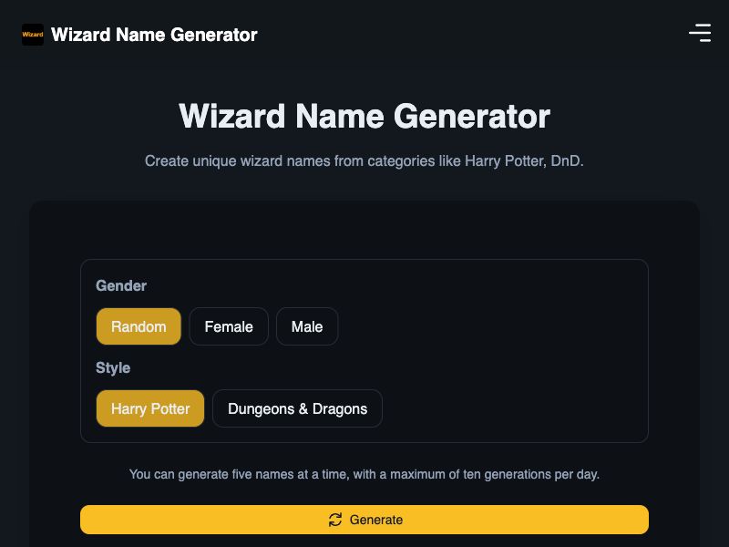 Wizard Name Generator
