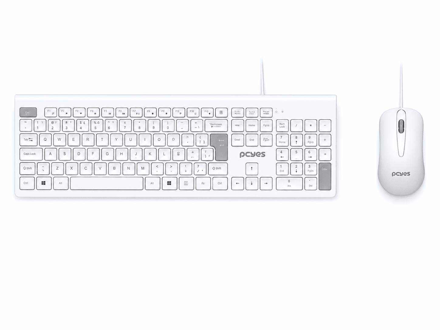 KIT TECLADO E MOUSE USB PCYES SOFT PCOSF2W BRANCO