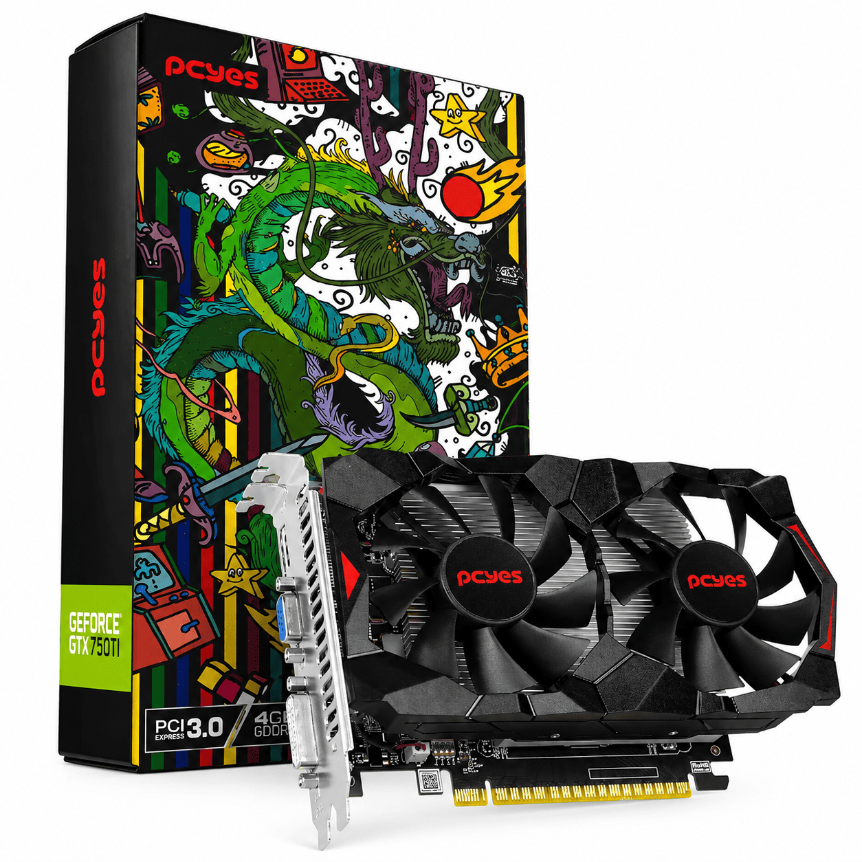 PLACA DE VIDEO PCYES GTX 750 TI 4GB GDDR5 128BITS VGA-HDMI-DVI PA750TIR5DFFS