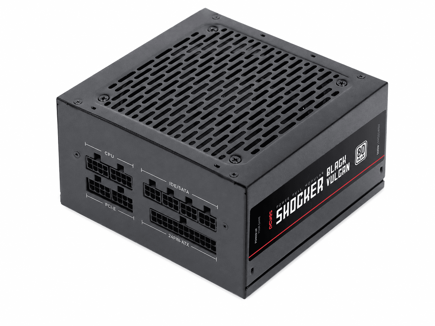 FONTE ATX PCYES 500W 80 PLUS WHITE SHOCKER FULL MODULAR - BLACK VULCAN - FM500WBV