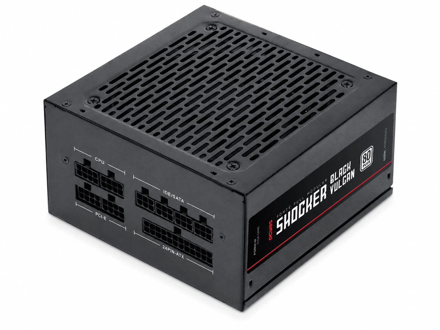 FONTE ATX PCYES 600W 80 PLUS WHITE SHOCKER FULL MODULAR - BLACK VULCAN - FM600WBV