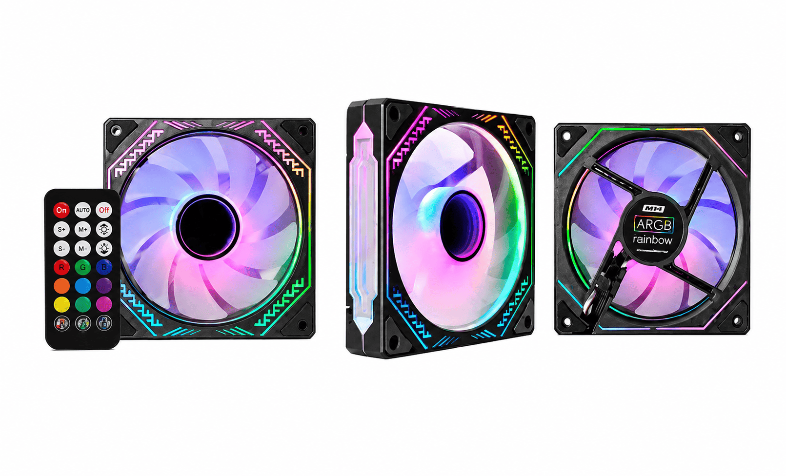 KIT COOLER FAN K-MEX AATAK1 ARGB 3 COOLERS 120x120x25mm + CONTROLADORA + CONTROLE AATAK136FTEAB0X