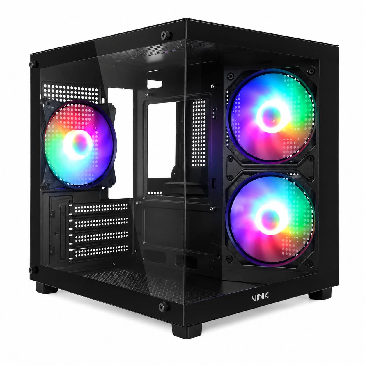 GABINETE GAMER VINIK G-CUBE LATERAL VIDRO PRETO C/ 3 FANS - GGGCVBK