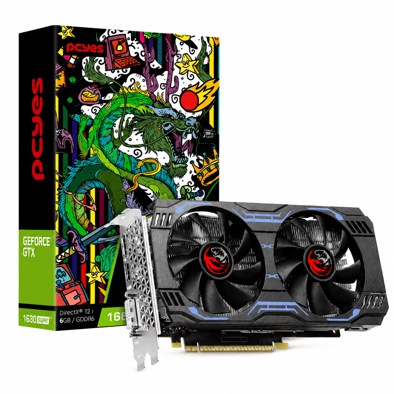 PLACA DE VIDEO PCYES GTX 1660 SUPER 6GB GRAFFITI SERIES GDDR6 192 BITS DP/HDMI/DVI/ PA1660S6GR6DF