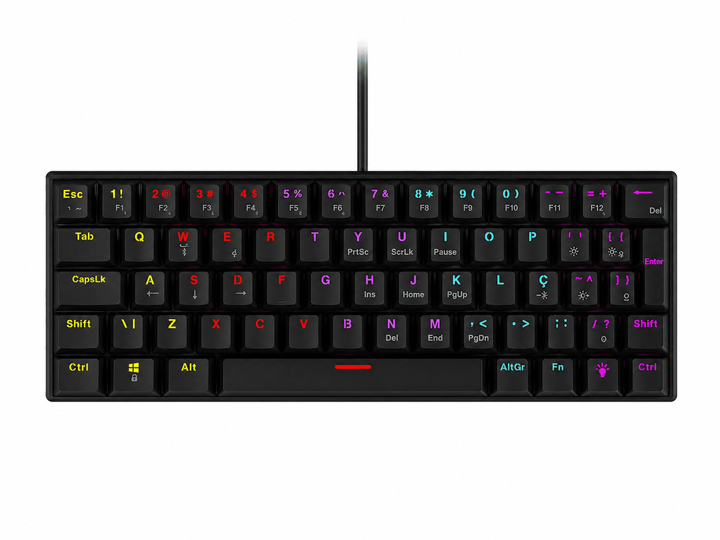 TECLADO GAMER MECANICO USB VINIK ANIHI 60% / ANTI-GHOST / SWITCH BLUE / LED RGB / PRETO - ANIHIBKBL