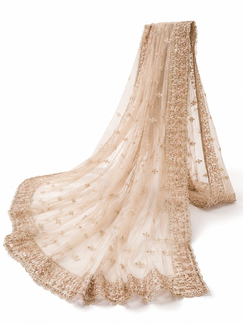 Embroidered Net Dupatta