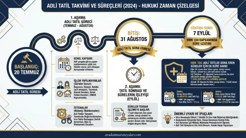 Adli tatil tarihleri ve boşanma davalarında süre uzatım tablosu