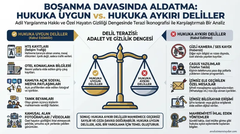 Zina (aldatma) sebebiyle boşanma davasında geçerli ve geçersiz deliller