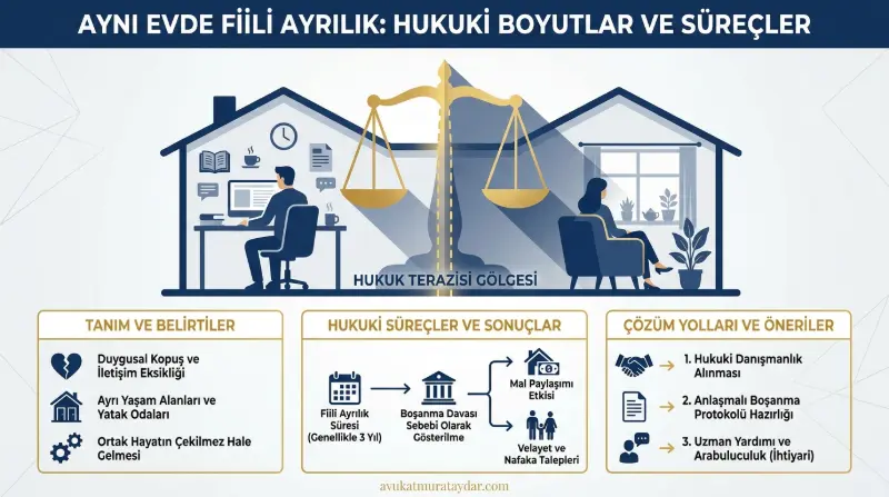 Aynı evde yabancı gibi yaşayan çiftlerin boşanma süreci illüstrasyonu