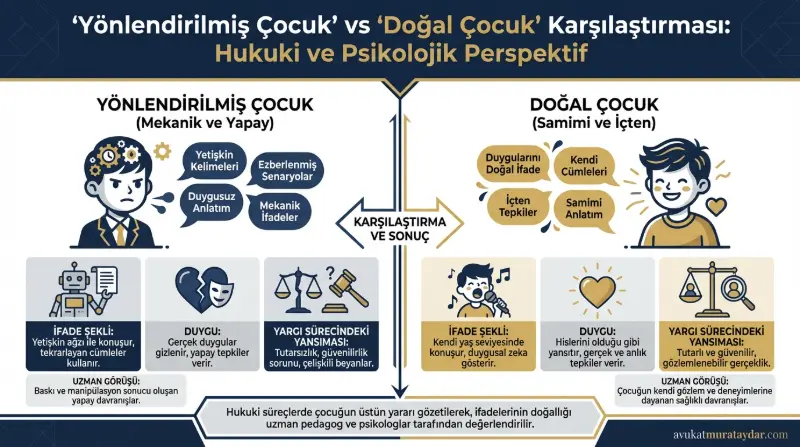 Ebeveyne yabancılaşma sendromu ve yönlendirilmiş çocuk belirtileri tablosu