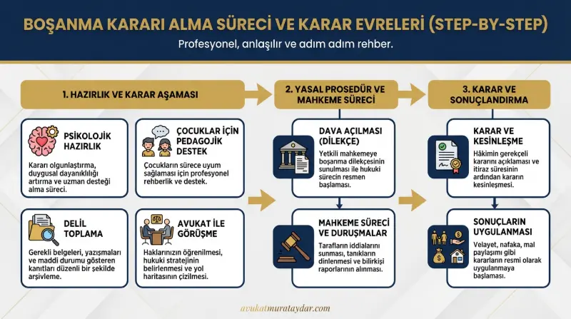 Boşanma kararı sonrası yapılması gereken hazırlıkların adım adım infografiği