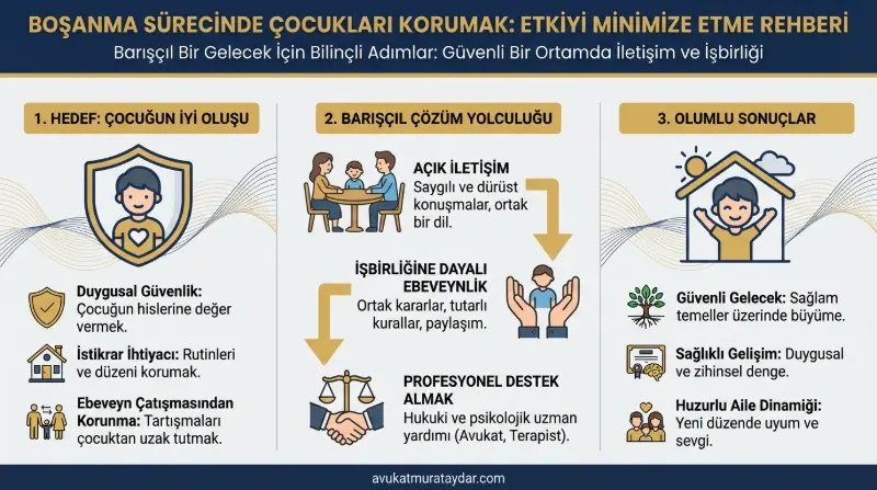 Boşanma sürecinin çocuklara doğru anlatılmasını temsil eden görsel