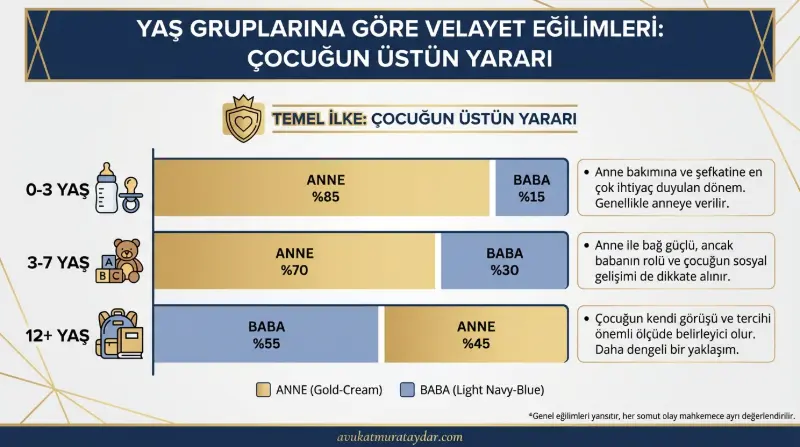 Yaş Gruplarına Göre Velayet Dağılımı ve Değerlendirme Kriterleri İnfografiği