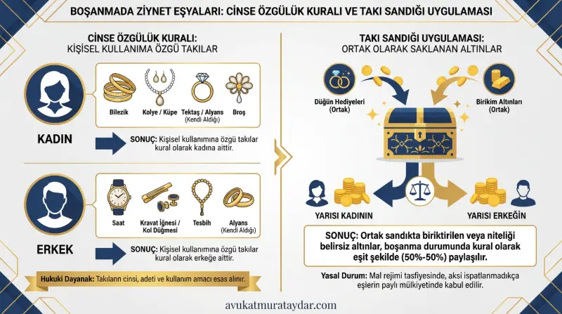 Cinse özgülük ve takı sandığı kuralları görselleştirmesi