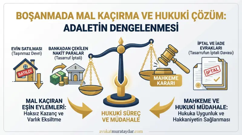 Boşanmada Mal Kaçırma ve Tasarrufun İptali Kavramsal Görseli