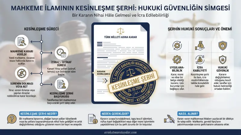 Boşanma davası kesinleşme şerhi damgası illüstrasyonu