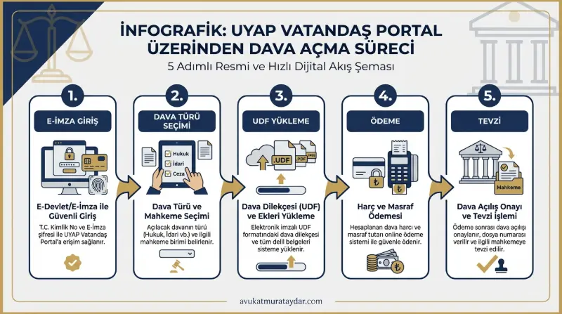 UYAP Vatandaş Portal Üzerinden Adım Adım Boşanma Davası Açma Süreci İnfografik