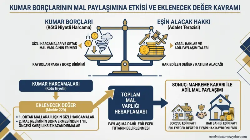 Kumar borçları ve mal paylaşımı hesaplama grafiği