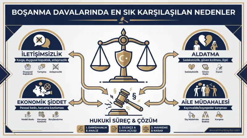 Türkiye'de en sık görülen hukuki boşanma nedenleri grafiği