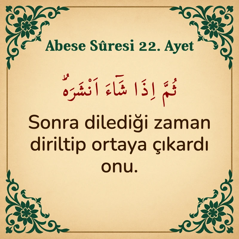Abese Suresi 22. Ayet Arapça ve Türkçe meali