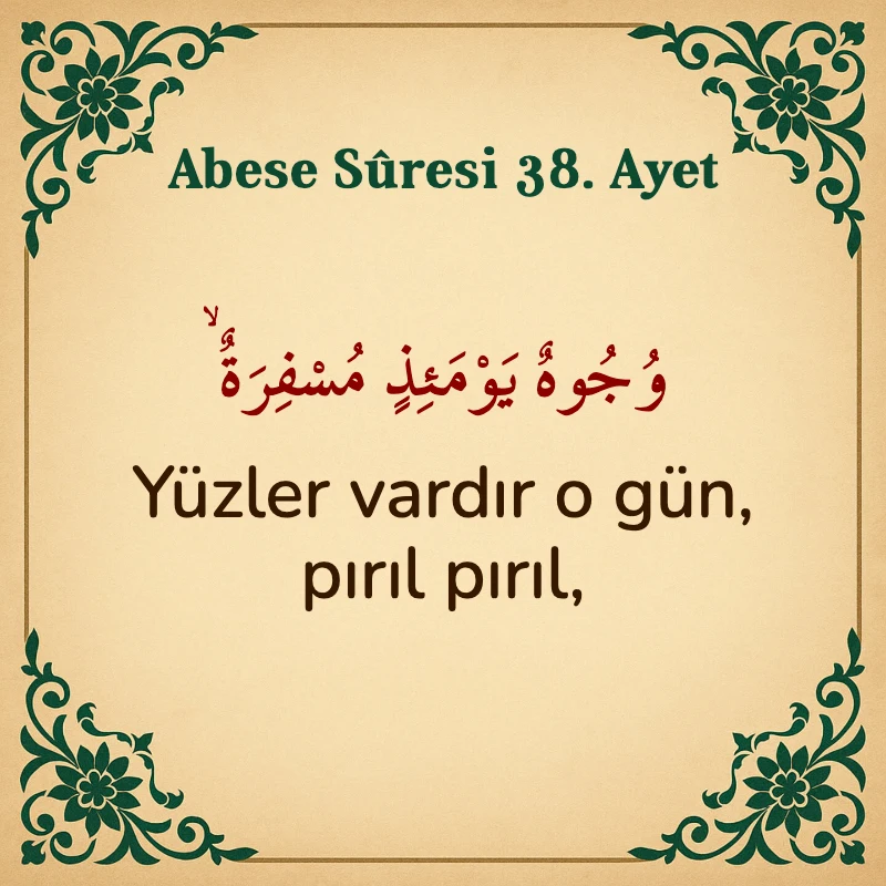 Abese Suresi 38. Ayet Arapça ve Türkçe meali