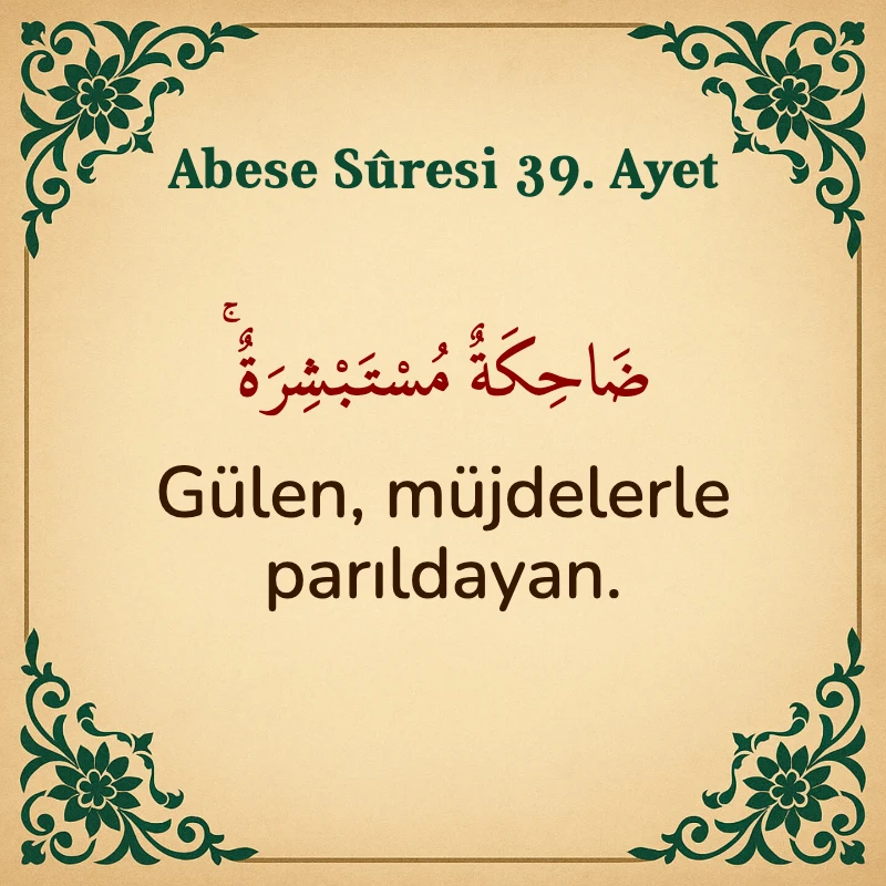 Abese Suresi 39. Ayet Arapça ve Türkçe meali