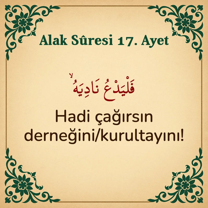 Alak Suresi 17. Ayet Arapça ve Türkçe meali