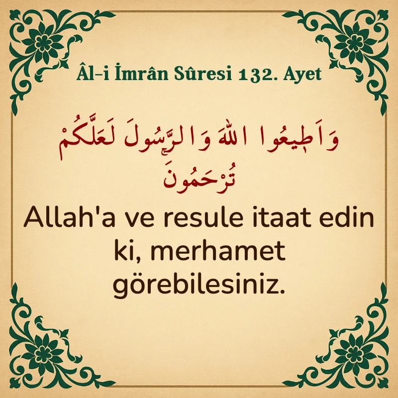 Âl-i İmrân Sûresi 132. Ayet Arapça ve Türkçe meali