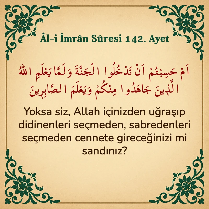 Âl-i İmrân Sûresi 142. Ayet  Arapça ve Türkçe meali
