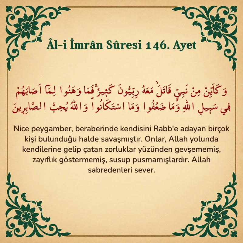 Âl-i İmrân Sûresi 146. Ayet Arapça ve Türkçe meali