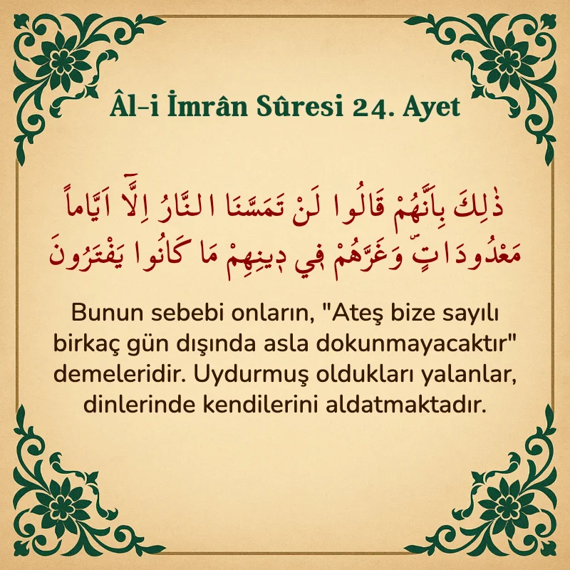 Âl-i İmrân Sûresi 24. Ayet  Arapça ve Türkçe meali