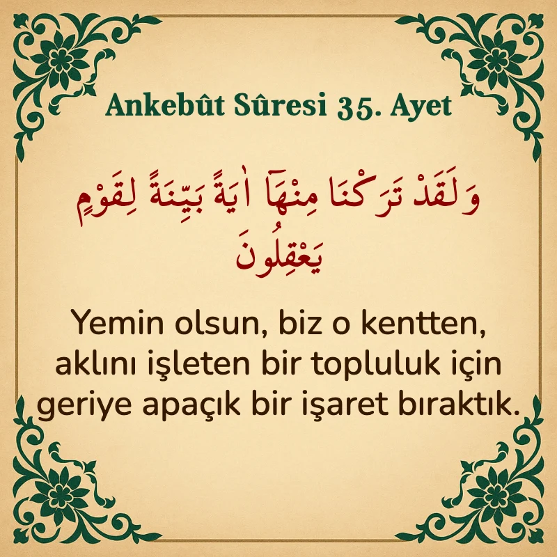 Ankebut Suresi 35. Ayet Arapça ve Türkçe meali