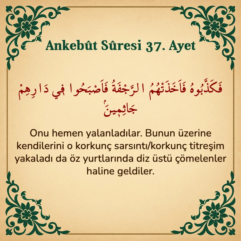Ankebut Suresi 37. Ayet Arapça ve Türkçe meali
