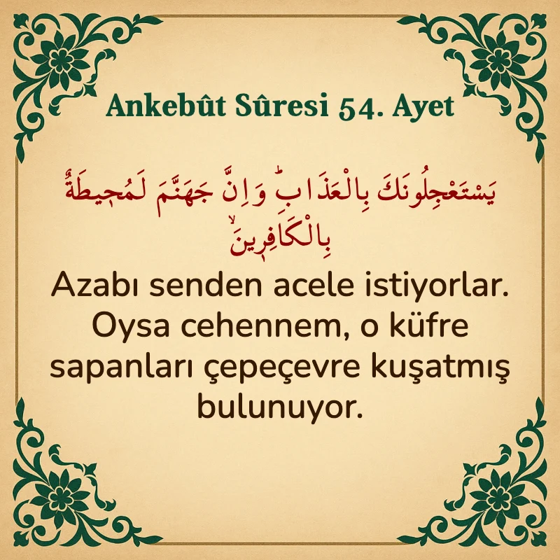 Ankebut Suresi 54. Ayet Arapça ve Türkçe meali