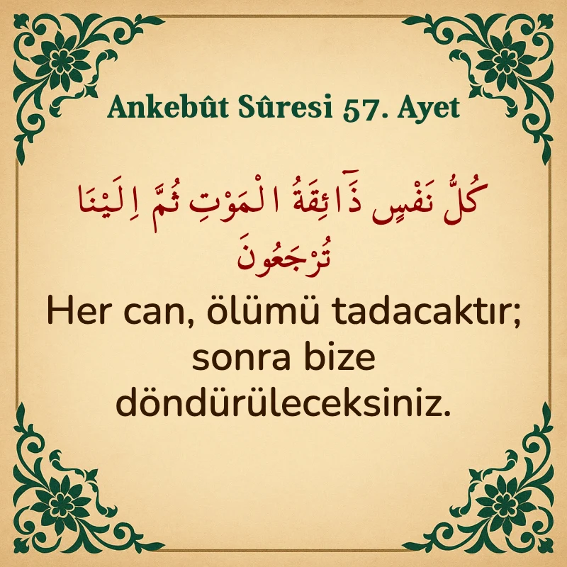 Ankebut Suresi 57. Ayet Arapça ve Türkçe meali