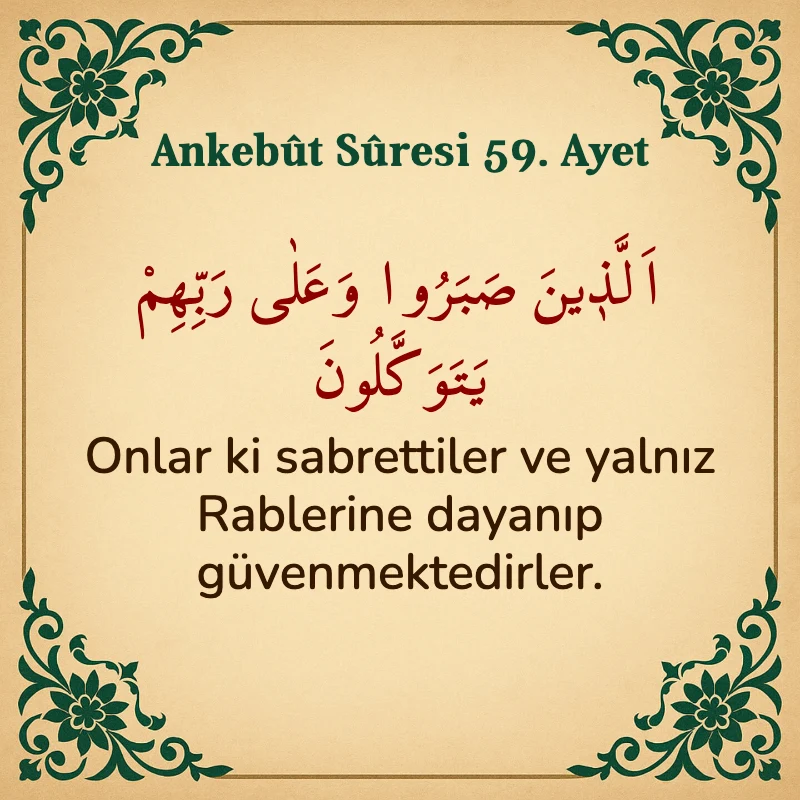 Ankebut Suresi 59. Ayet Arapça ve Türkçe meali