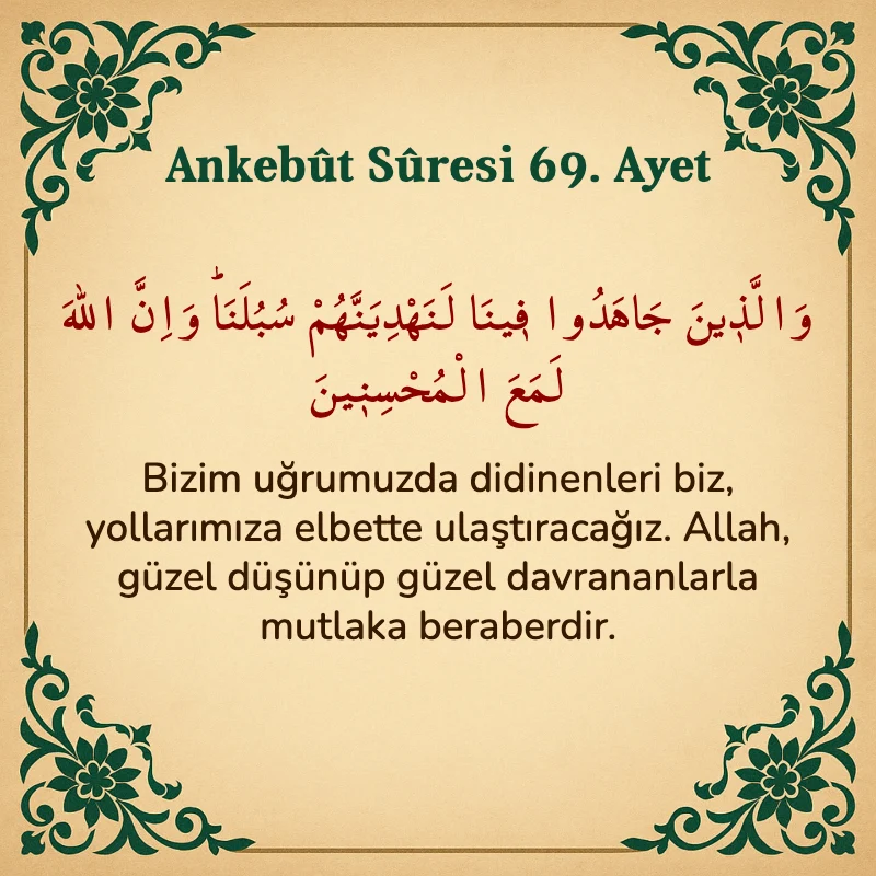 Ankebut Suresi 69. Ayet Arapça ve Türkçe meali