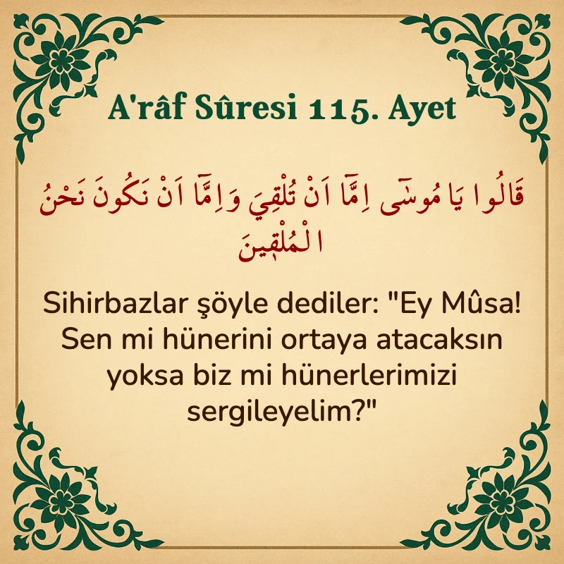 A'râf Sûresi 115. Ayet Arapça ve Türkçe meali