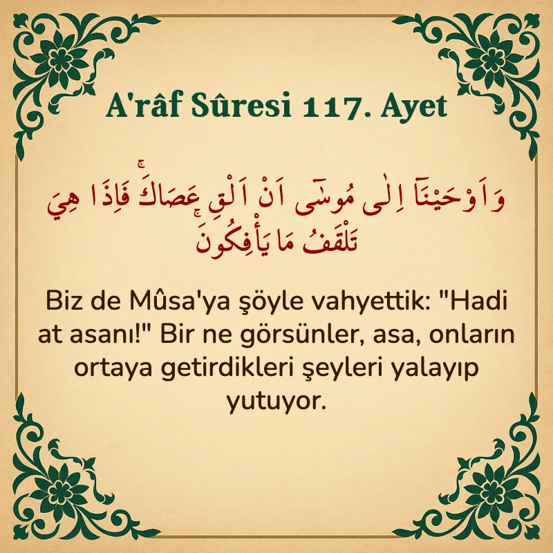 A'râf Sûresi 117. Ayet Arapça ve Türkçe meali
