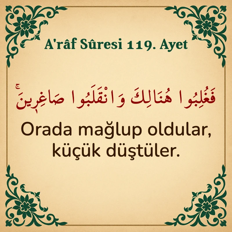 A'râf Sûresi 119. Ayet Arapça ve Türkçe meali